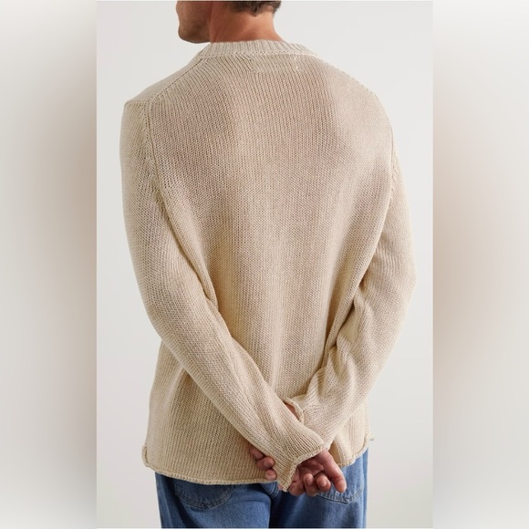 Miles Leon Sweater Men's Size XL Beige Mushroom Linen Cotton‎ Knit Loose Fit - Picture 9 of 13